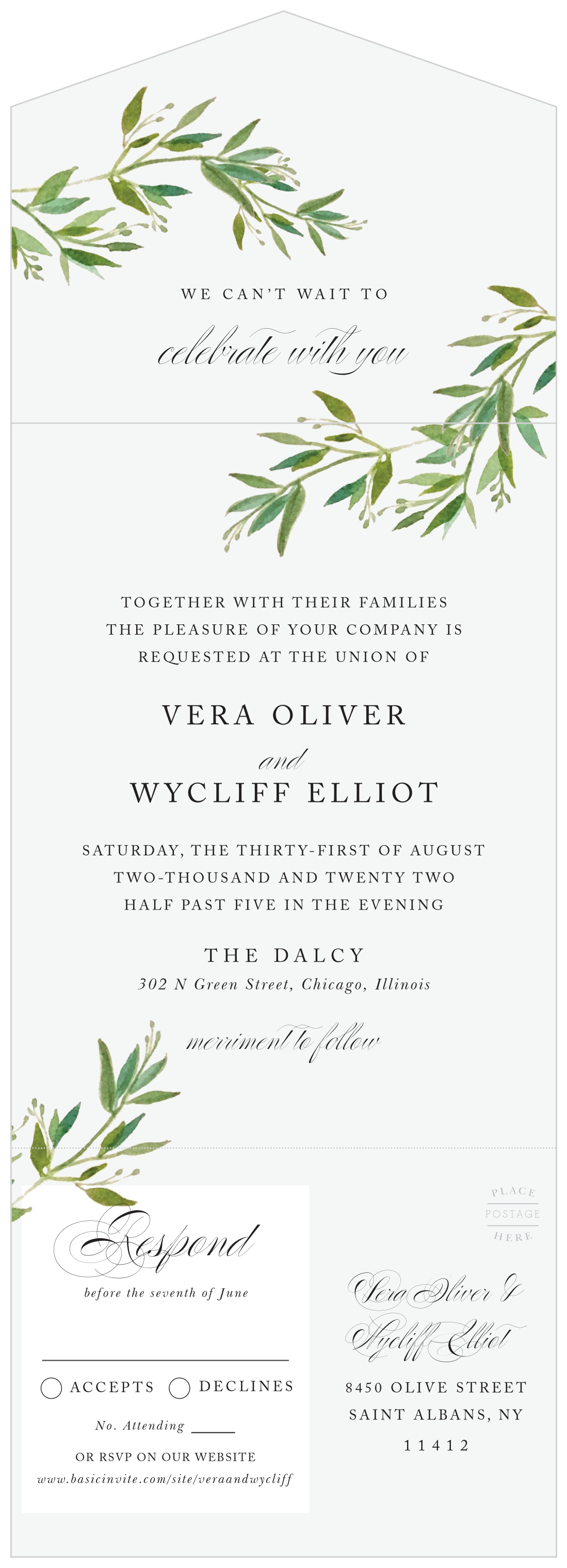 Elegant Vines Seal & Send Wedding Invitations