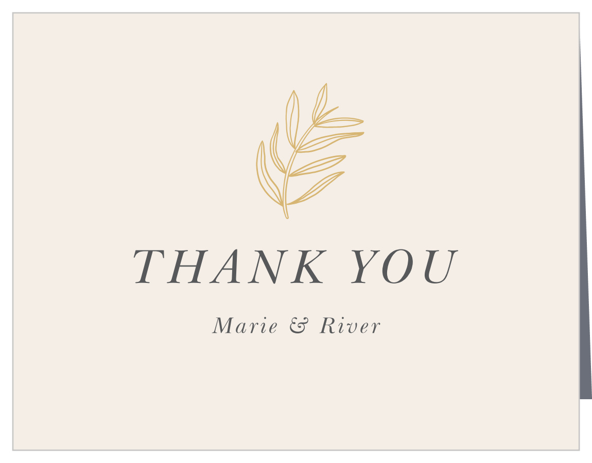 Centered Foliage Wedding Thank You Cards