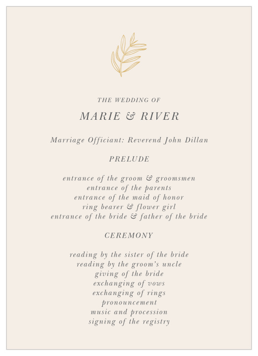 Centered Foliage Wedding Programs