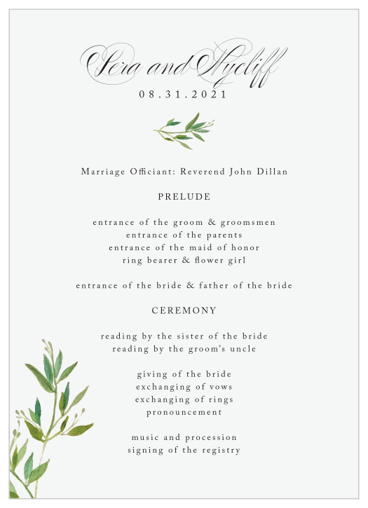 Elegant Vines Wedding Programs