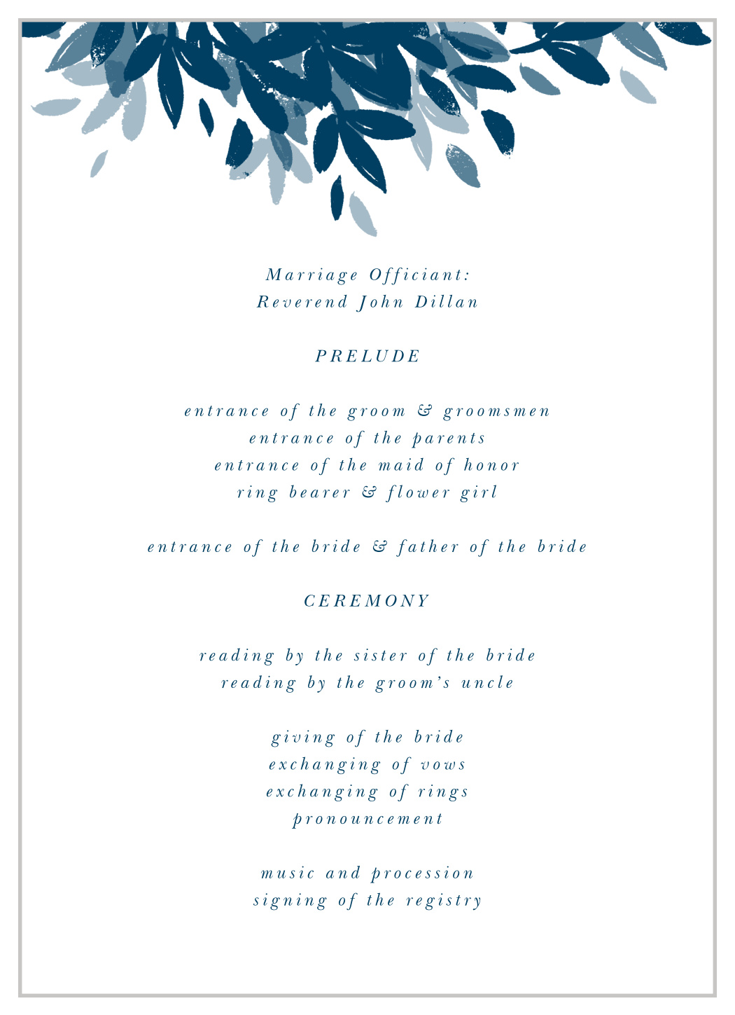 Textured Leaves Wedding Programs