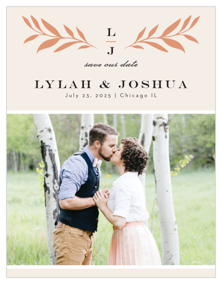 Be sure that your close friends and family mark their calendars for your special day with our Shining Laurels Save-the-Date Magnets.