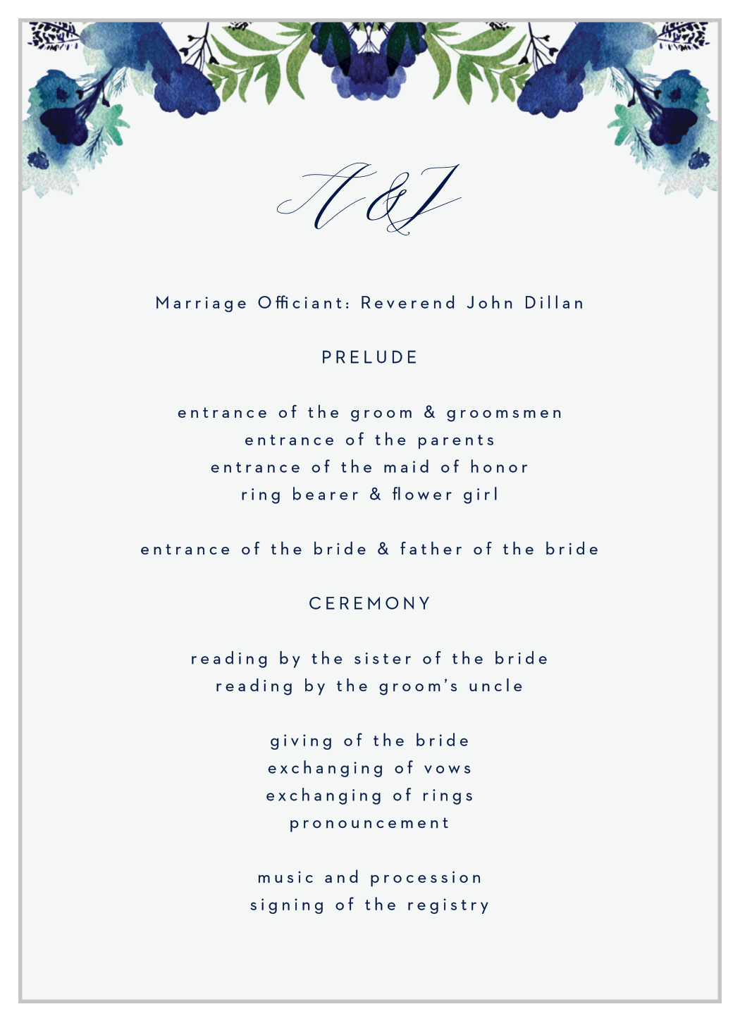 Garden Florals Wedding Programs