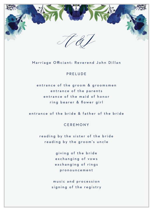 Garden Florals Wedding Programs