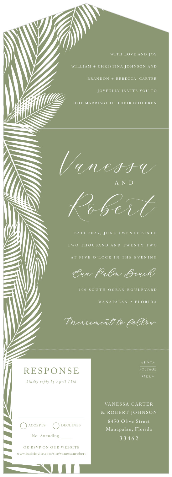 Announce your wedding in style with our Palm Love Seal & Send Wedding Invitations. 
