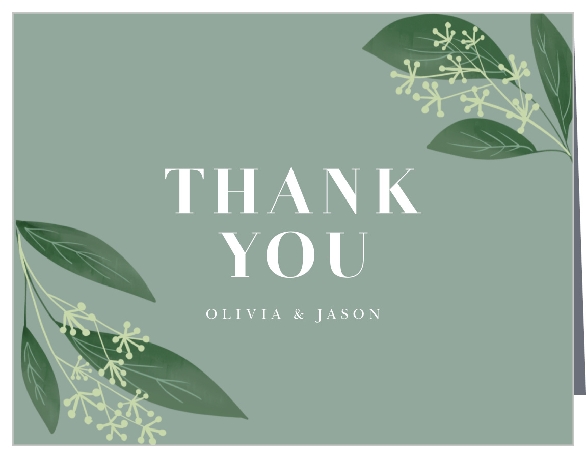 Simple Greenery Wedding Thank You Cards
