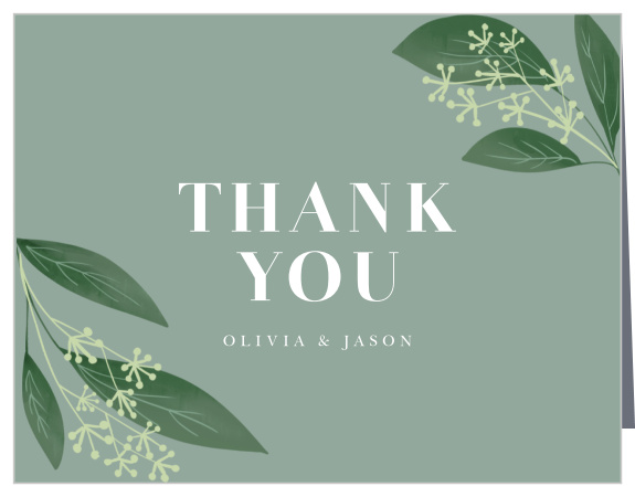 Simple Greenery Wedding Thank You Cards