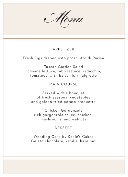 Napoli Mod Wedding Menus
