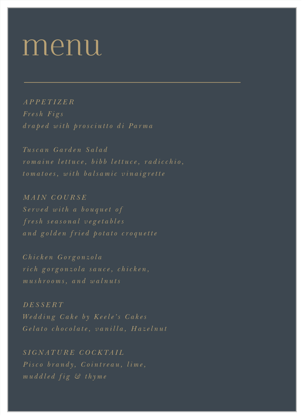 Simple Headline Wedding Menus