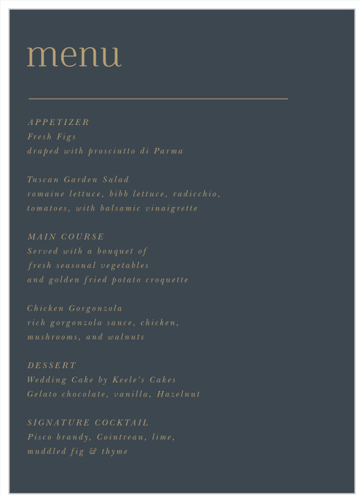 Simple Headline Wedding Menus