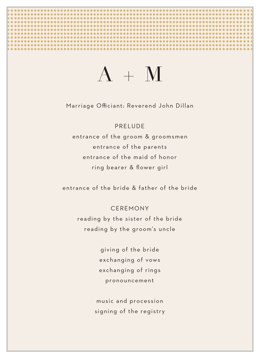 Gilded Dots Wedding Programs