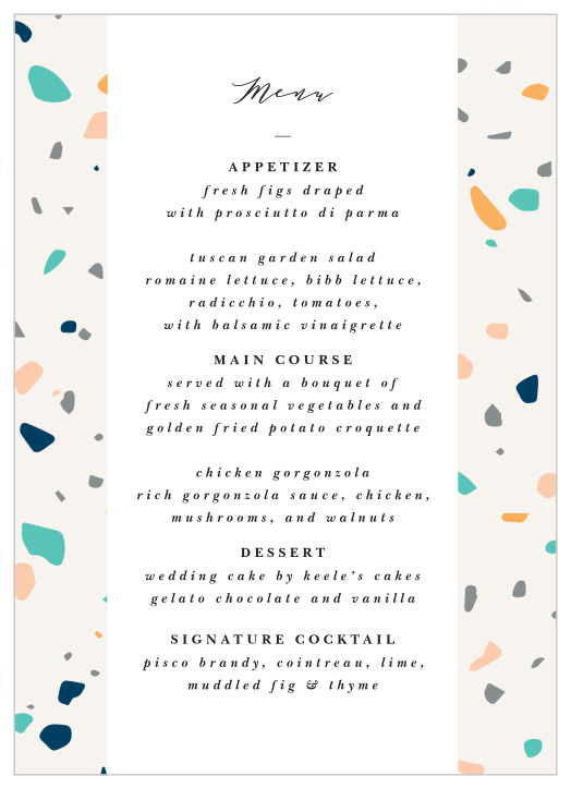 Grand Terrazo Wedding Menus