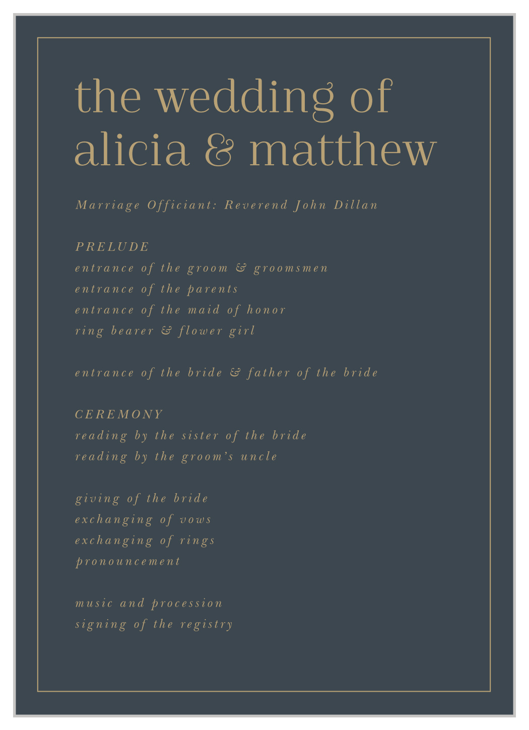 Simple Headline Wedding Programs