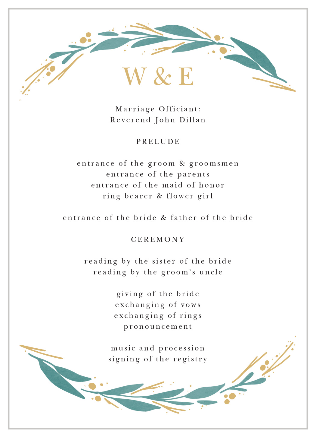 Vignes Vines Wedding Programs