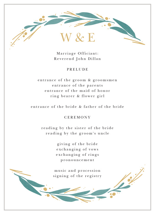 Vignes Vines Wedding Programs