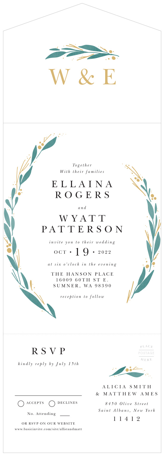 Gather your family and friends together to be a part of your special day with our Vignes Vines Seal & Send Wedding Invitations.