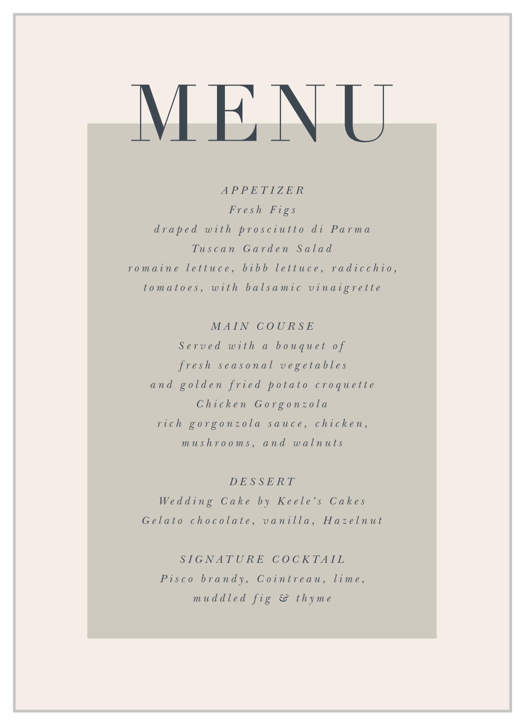 Modern Inlay Wedding Menus