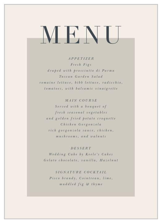 Modern Inlay Wedding Menus