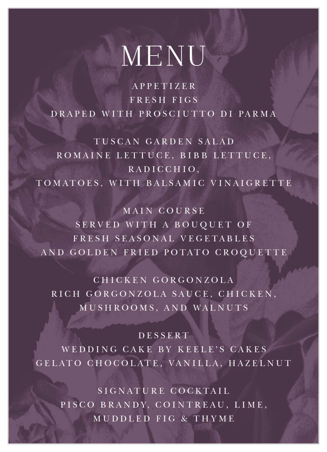 Floral Overlay Wedding Menus