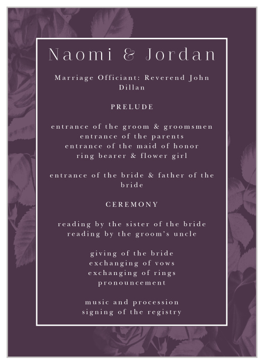 Floral Overlay Wedding Programs