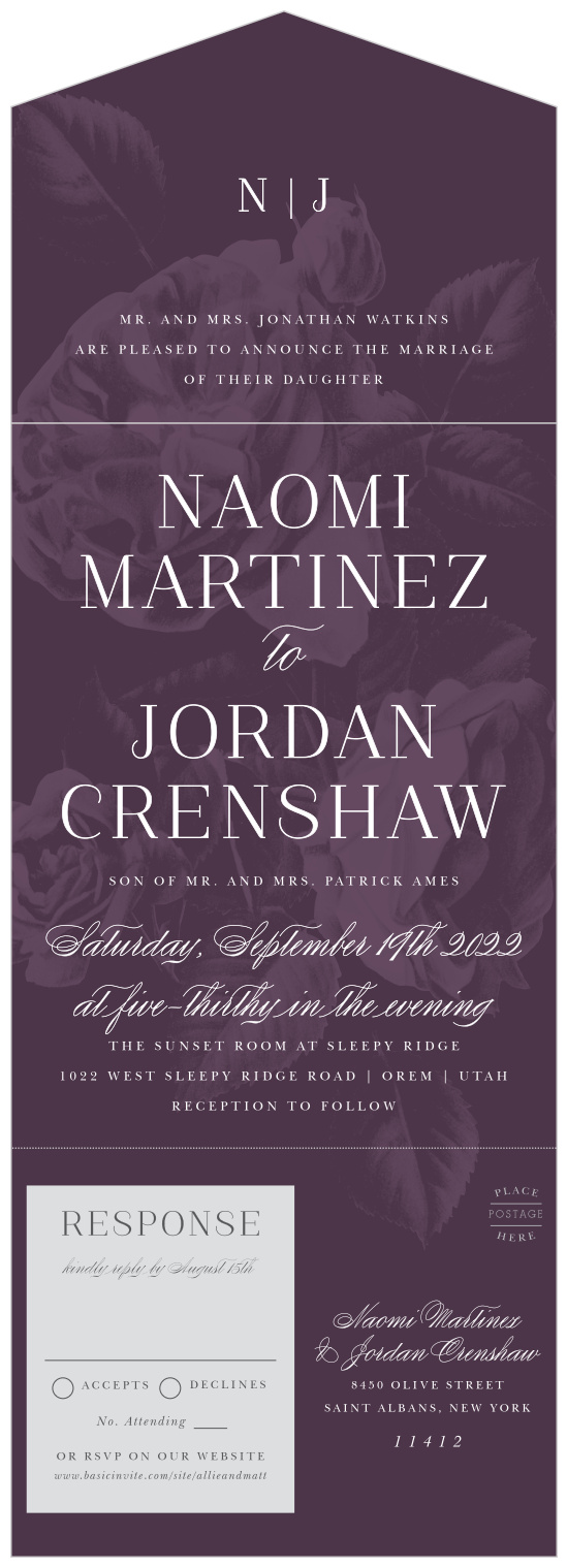 Bring your close friends and family together to be a part of your special day with our Floral Overlay Seal & Send Wedding Invitations.