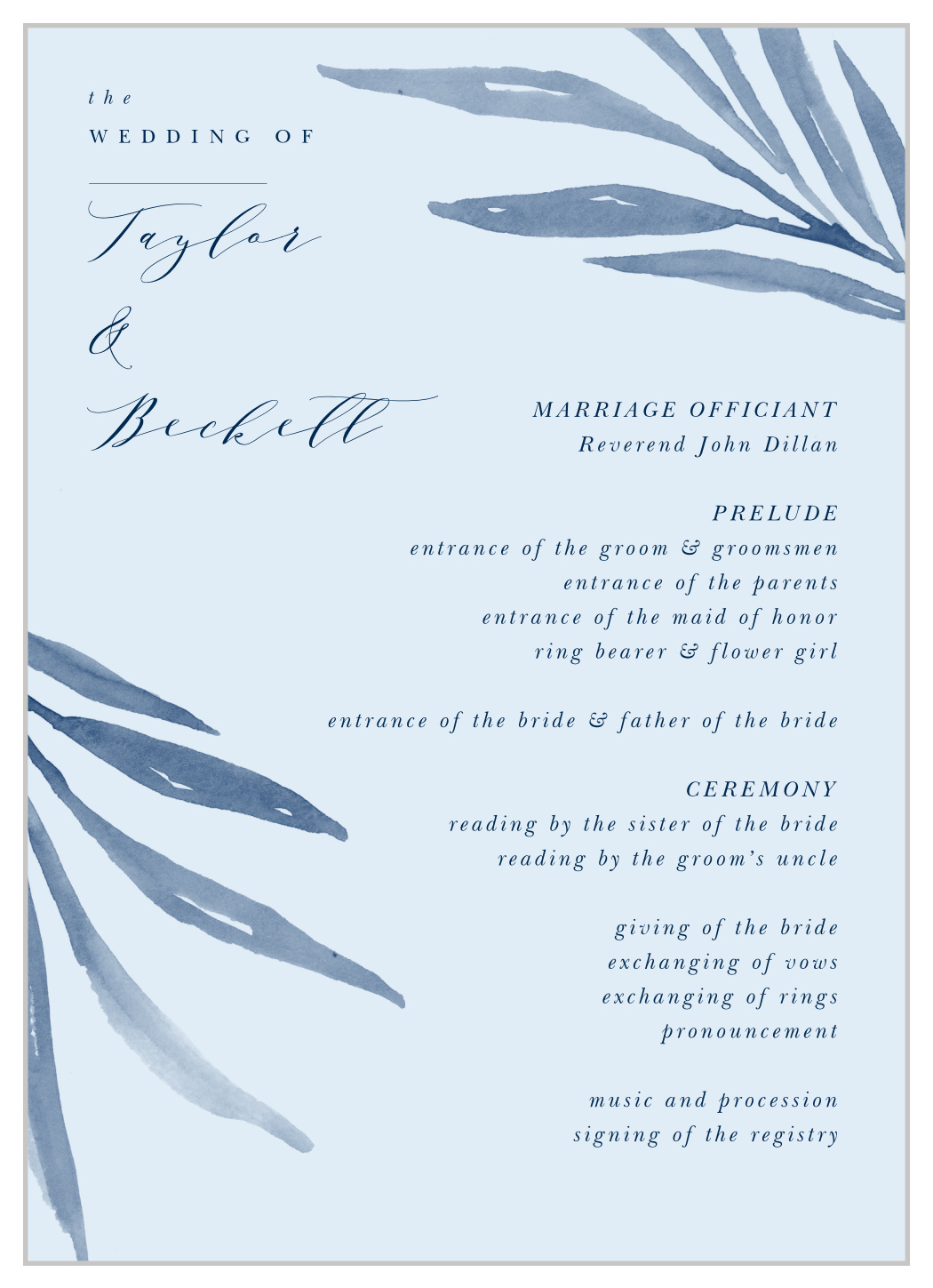 Serenity Leaves Wedding Programs