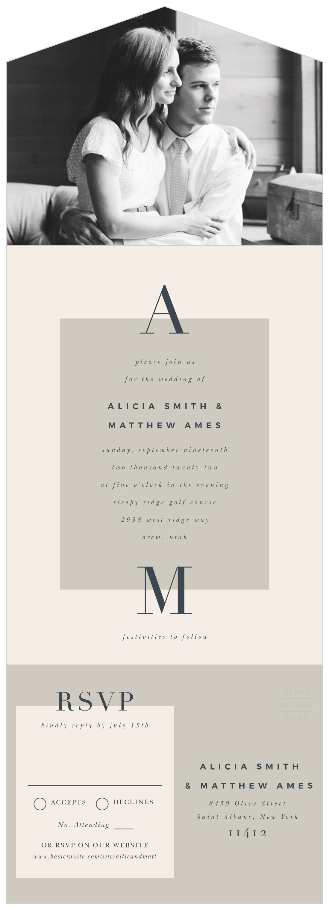 Modern Inlay Seal & Send Wedding Invitations