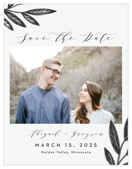 Be sure your close friends and family mark their calendars for your wedding day with our Watercolor Leaves Save-the-Date Magnets.