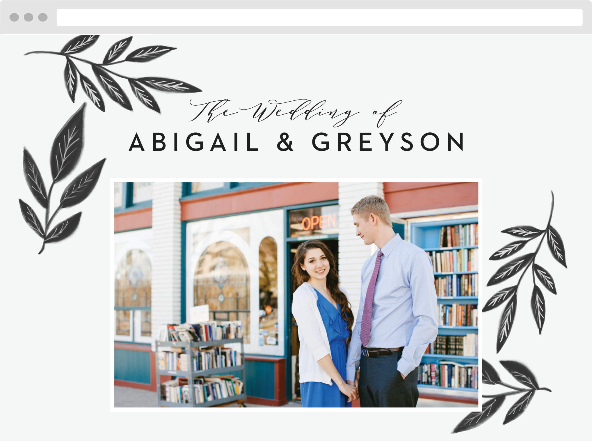 Watercolor Leaves Wedding Website