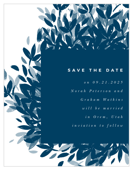 Announce that you're officially planning your special day in style! With our Textured Leaves Save-the-Date Cards!