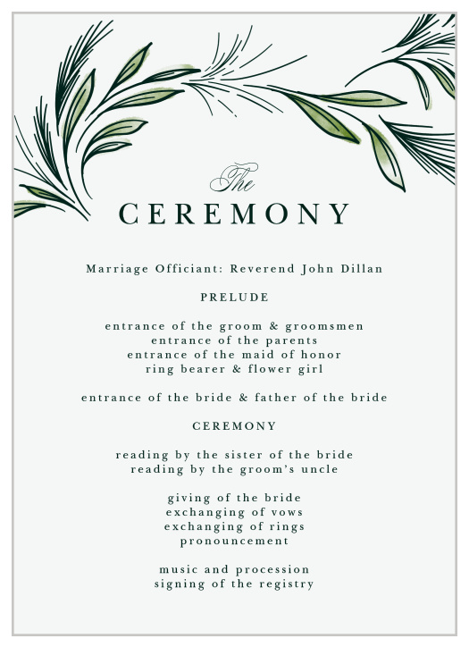 Spring Foliage Wedding Programs