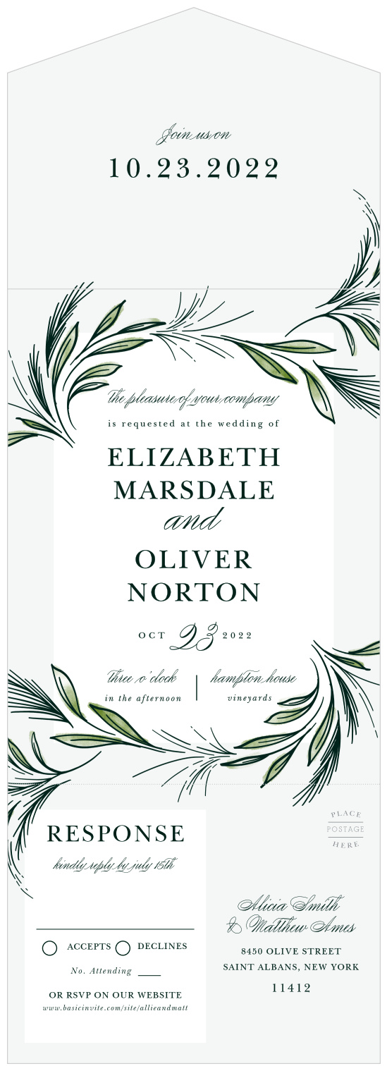 Surround yourself with your friends and family for your big day with our Spring Foliage Seal & Send Wedding Invitations! 