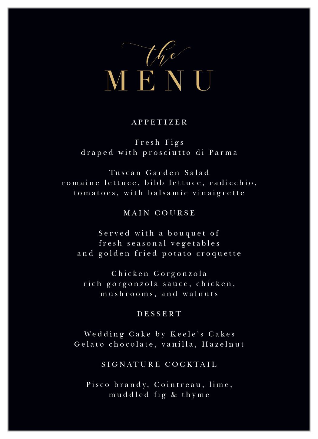 Celebrate Love Wedding Menus