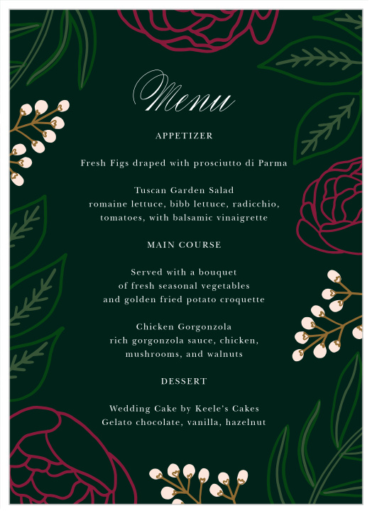 Sculpted Blooms Wedding Menus