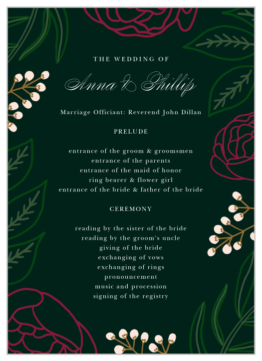 Sculpted Blooms Wedding Programs