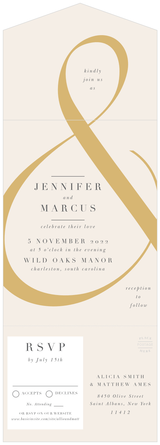 Surround yourself with your family and friends to celebrate your marriage with our Modern Ampersand Seal & Send Wedding Invitations.