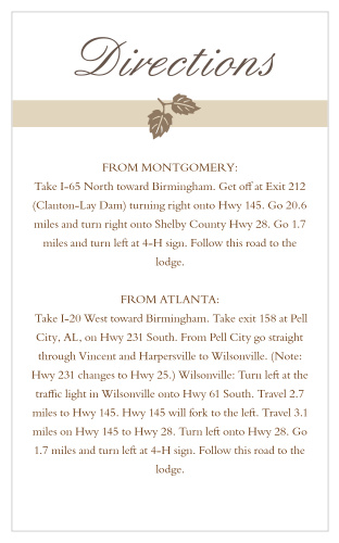 Elegant Fall Scrolls Direction Cards