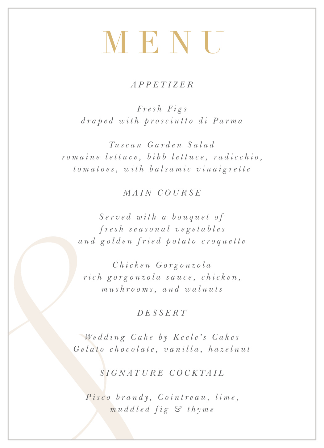 Modern Ampersand Wedding Menus