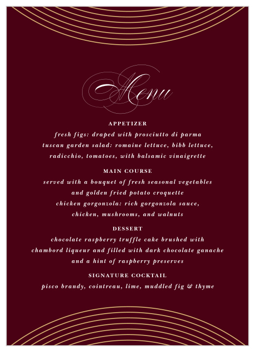 Pulsating Waves Wedding Menus