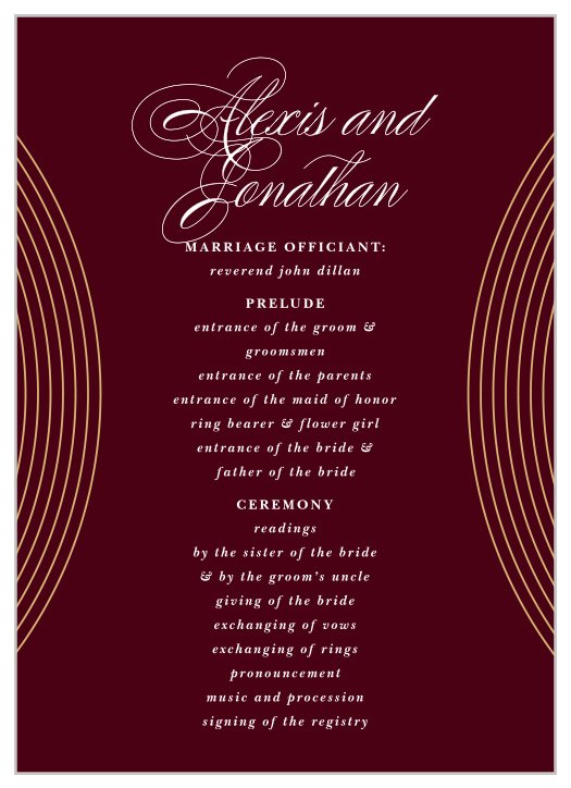 Pulsating Waves Wedding Programs