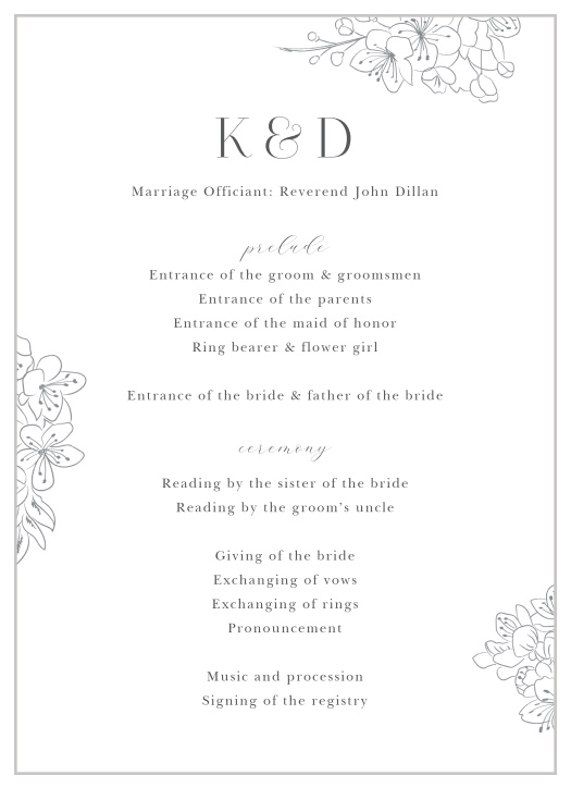 Sketched Florals Wedding Programs