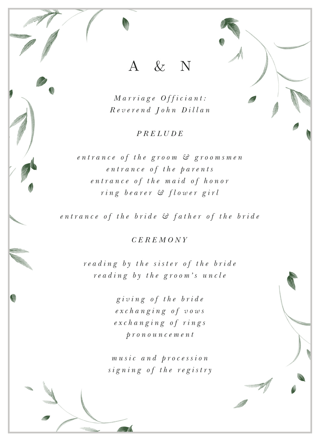 Falling Foliage Wedding Programs