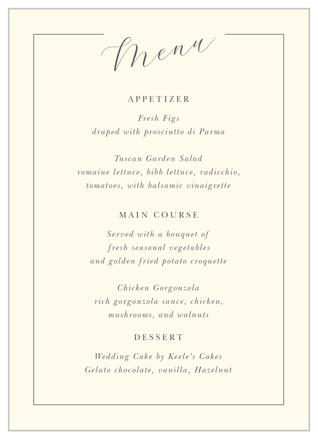 Elegant Typography Wedding Menus