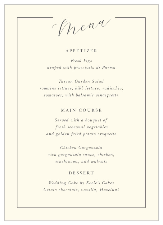 Elegant Typography Wedding Menus