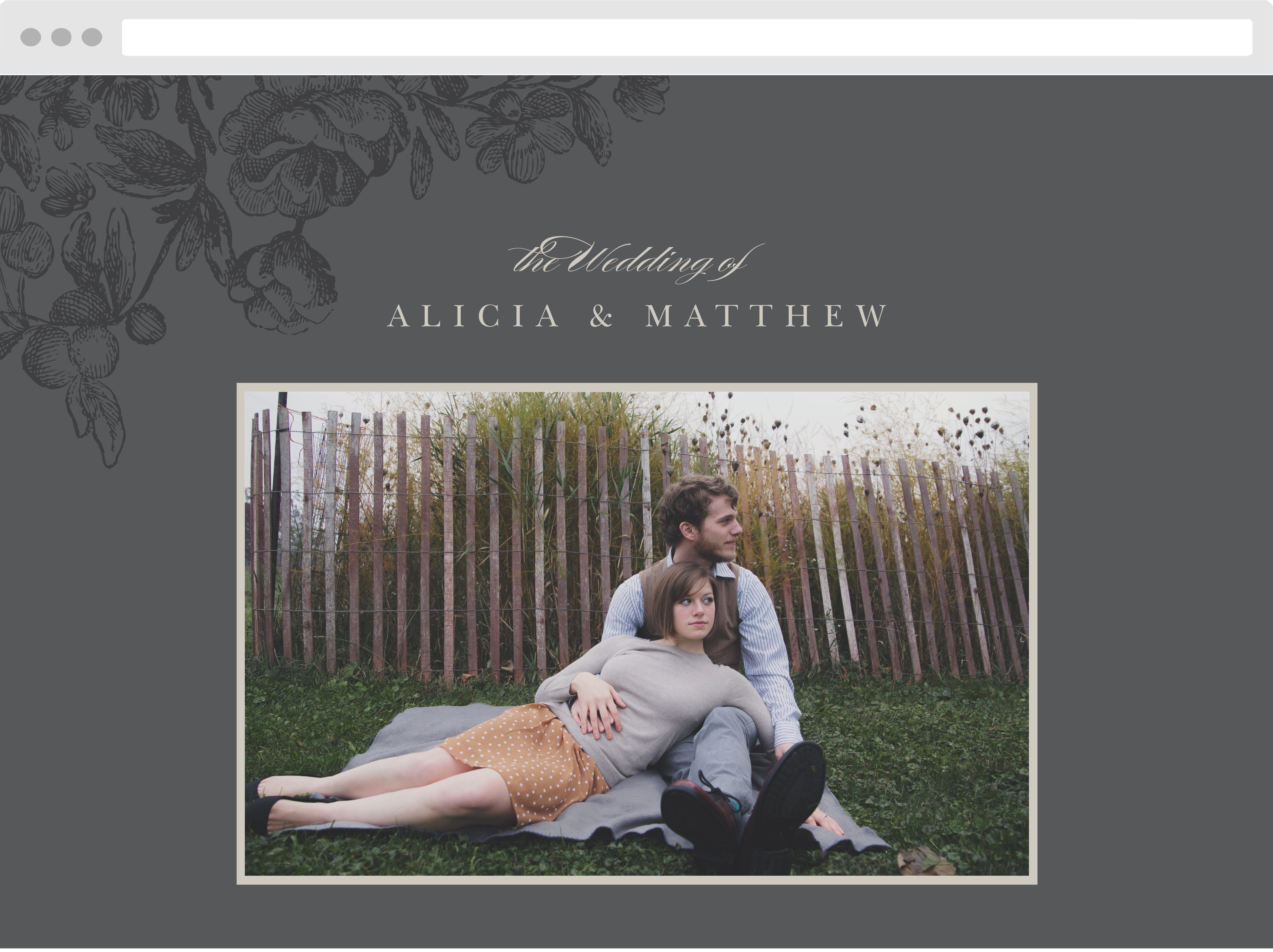 Engraved Floral Wedding Website