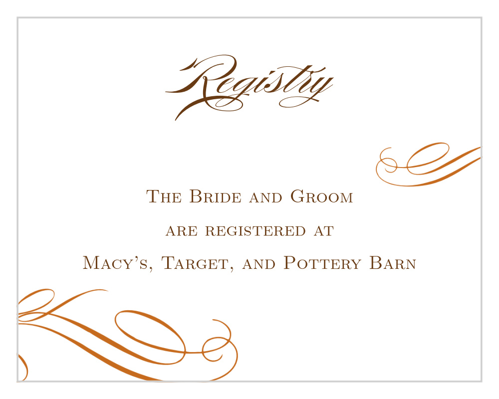 Elegant Fall Scrolls Registry Cards