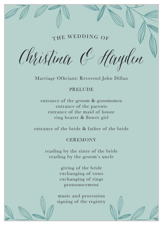 Outlined Laurels Wedding Programs