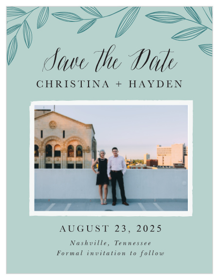 Our Outlined Laurels Save-the-Date Magnets are the perfect way to make sure your out of town guests can attend your wedding!