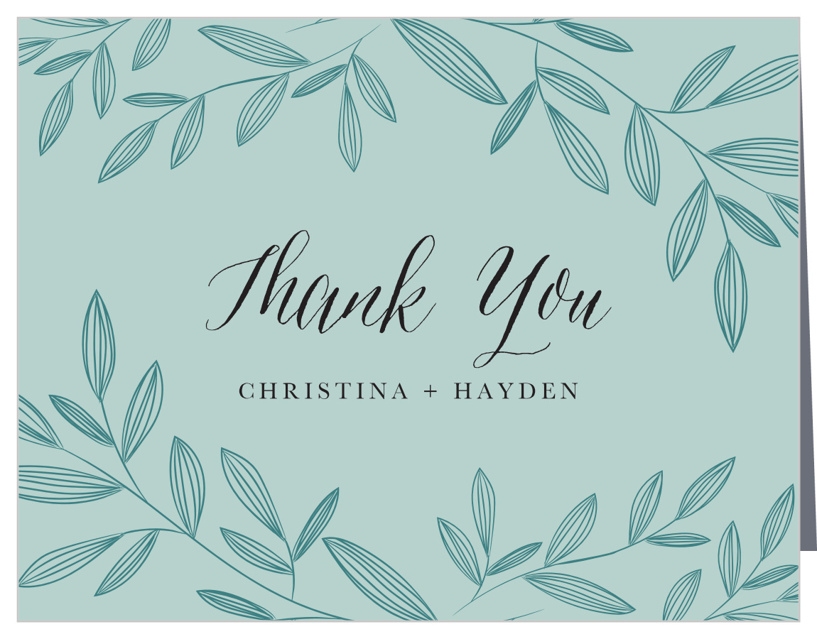 Outlined Laurels Wedding Thank You Cards