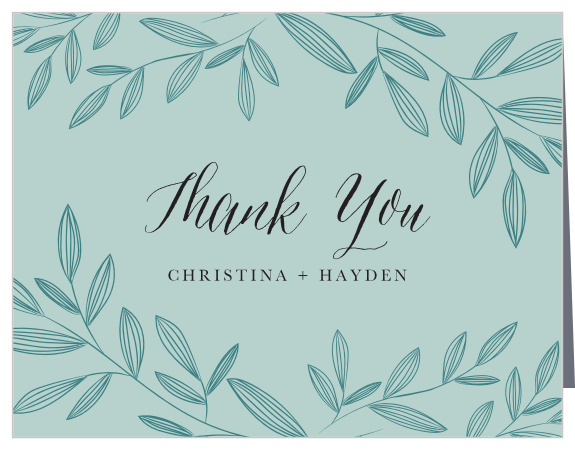 Outlined Laurels Wedding Thank You Cards